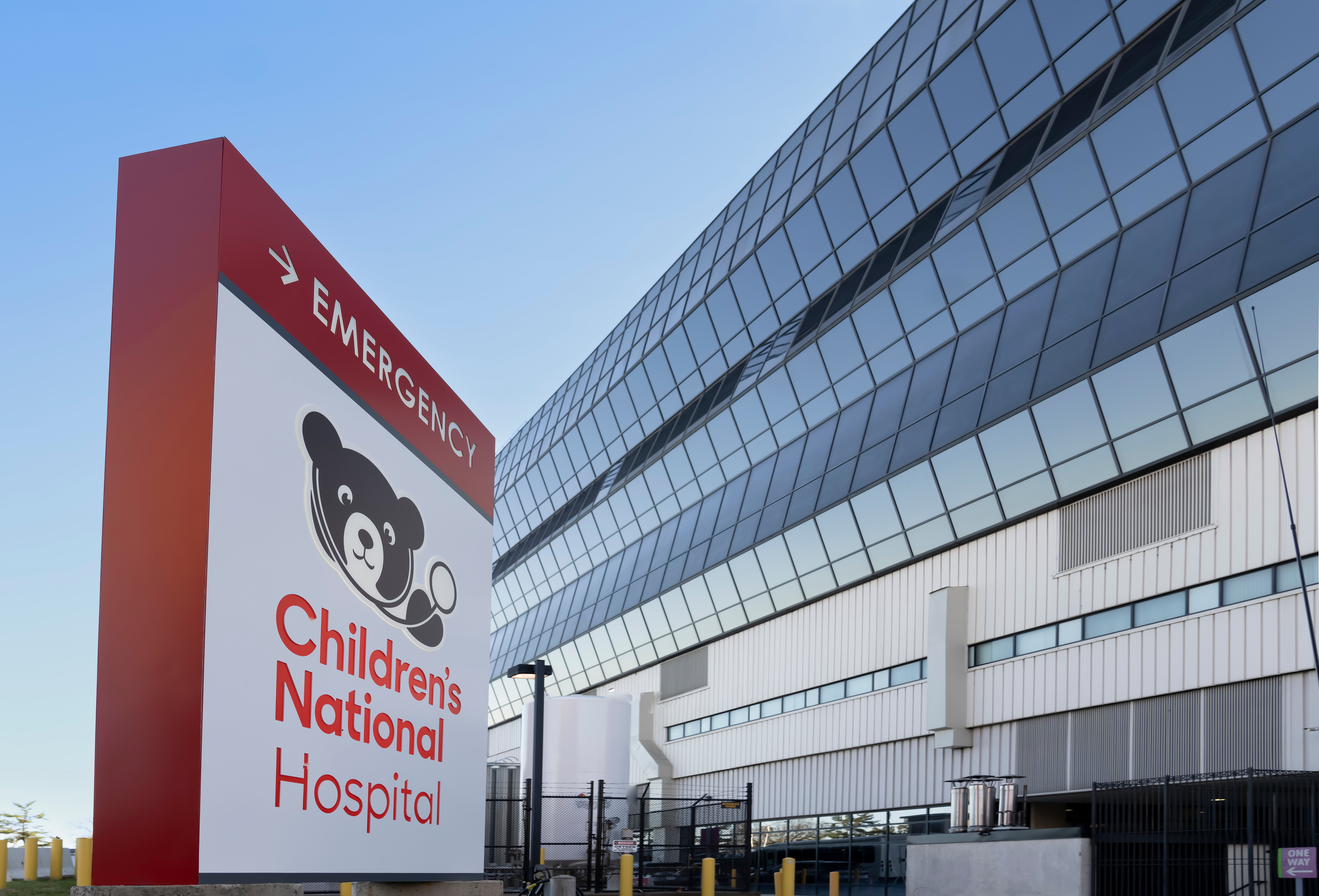 Entrance sign in front of Children's National Hospital Emergency Department