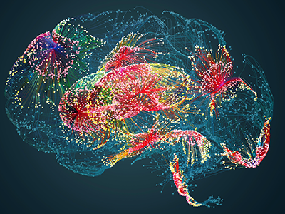 illustration of a brain&#039;s neural activity