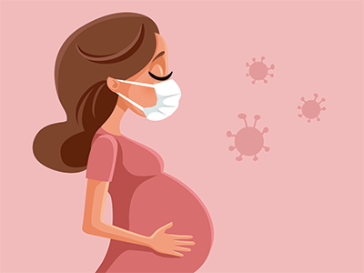 illustration of pregnant woman with mask