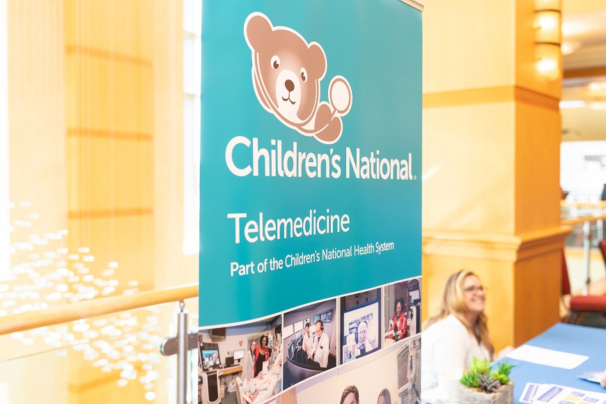 Children's National Telehealth banner at the 2019 Pediatric Societies meeting in Baltimore.