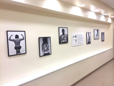Black and white images in the art gallery at Children's National Hospital